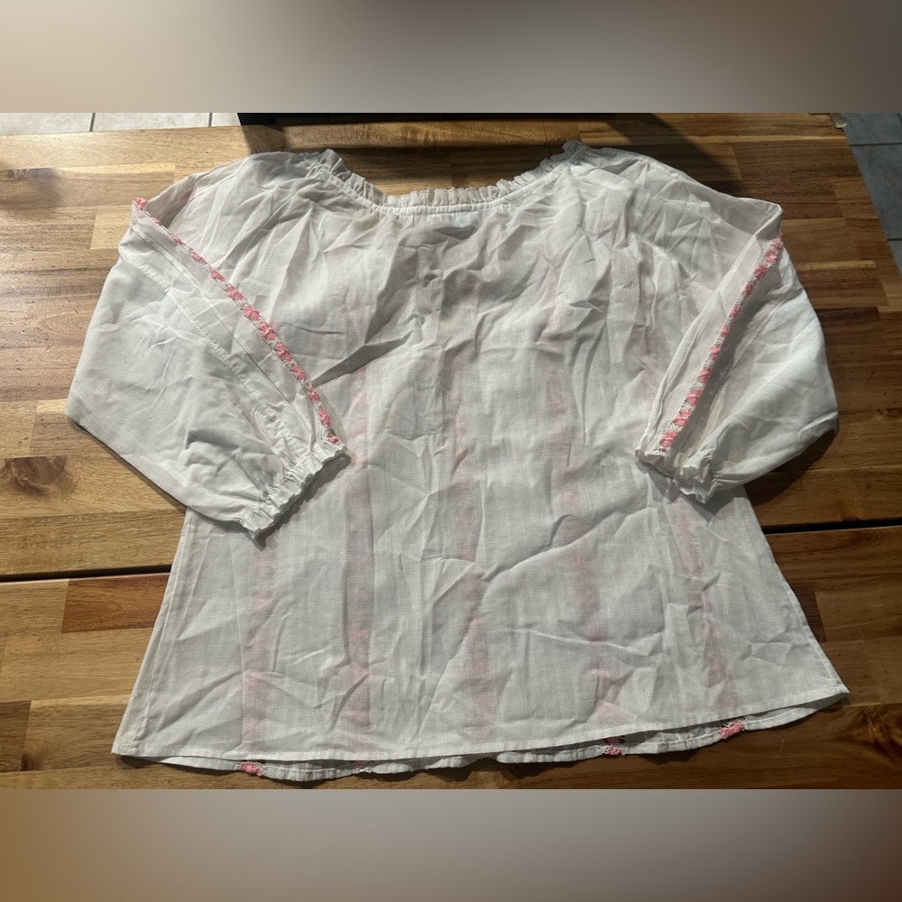 Mi Golondrina | Embroidered Top|White w/ Pink Flower| NWOT - Picture 4 of 7